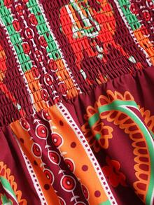 Sweetra Vestido de estilo bohemio retro con estampado, corte halter y cintura ceñida, color rojo, nuevo artículo de moda para primavera/verano - Multicolor - Ver 5