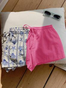 Comfortcana 2 chiếc quần short nữ kiểu dáng thường ngày, đa năng. - Hồng - Xem 7