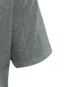 Manfinity RSRT 加大码男士休闲纯色翻领衬衫，夏季男士钩针衬衫 - 灰色 - 查看 6