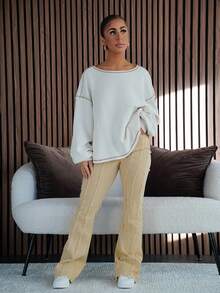 SAYEHFBABY Women's Casual Streetwear Denim Jeans With Pockets - Khaki - View 1