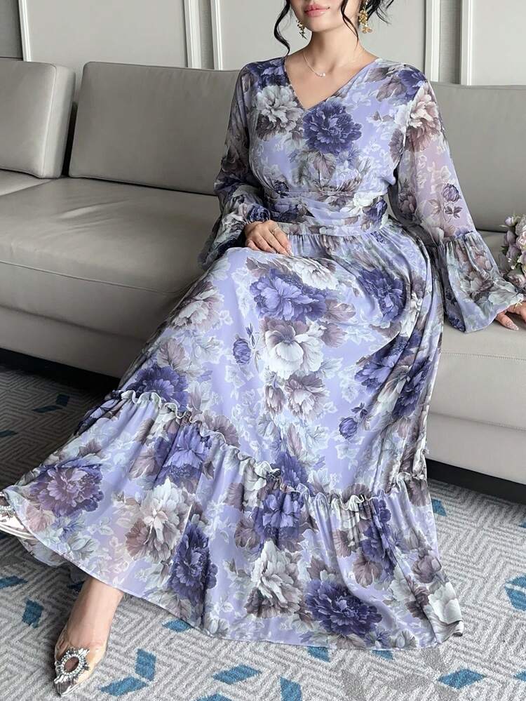 Dazy Plus Plus Size Women Summer Vacation Casual All-Over Print Dress Sundress Floral Dresses For Women