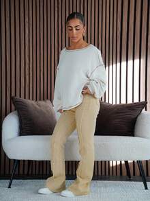 SAYEHFBABY Women's Casual Streetwear Denim Jeans With Pockets - Khaki - View 5