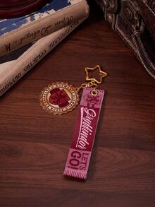 HARRY POTTER X SHEIN Red Cartoon Lion Pattern, English Letters Metal Keychain - Multicolor - View 3