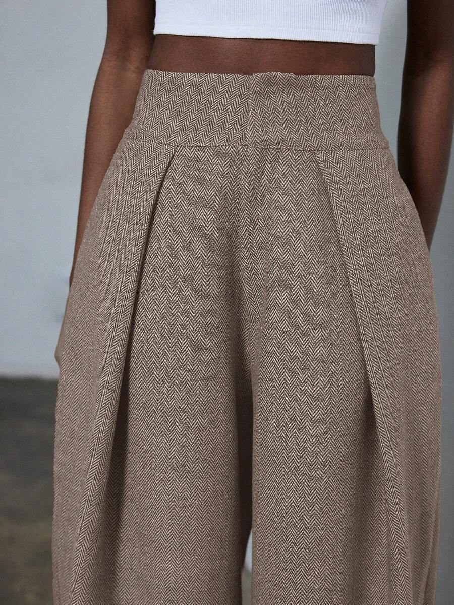 Aveloria Modichic Nuevos pantalones de traje holgados con pliegues de diseño elegante y casual para uso diario - Caqui - Ver 1