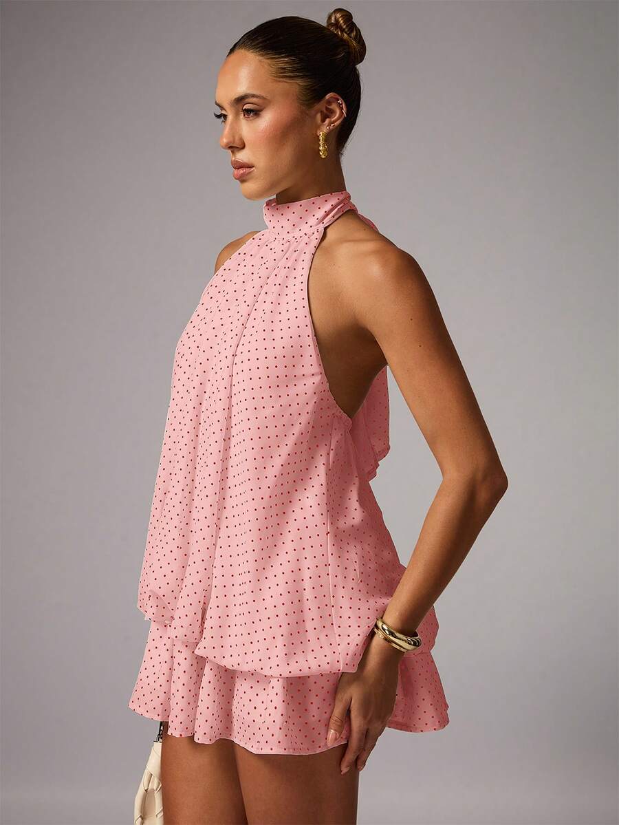 Avenya 女士优雅波点印花迷你连衣裙，夏季 - 彩色 - 查看 1