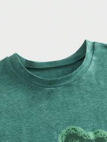 HIMLAND Men's Casual Commuter St. Patrick's Day Clover Print Short Sleeve T-Shirt, Summer - Army Green - View 7