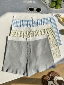 Comfortcana 3件套加大码夏季休闲修身短裤套装 - 彩色 - 查看 6