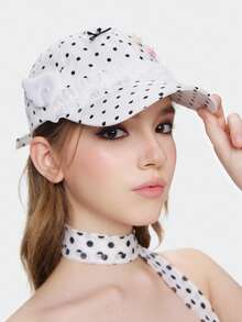 ROMWE Grunge Punk 1pc Punk Style Circular Hollow Rivet Beret Hat, Y2K Round Pendant Newsboy Cap, Daily Personalized Fashion Item - White - View 3