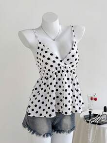 Elamini 女士休闲波点印花吊带背心 - 彩色 - 查看 3