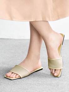 CUCCOO BIZCHIC Women's Silver Mesh Simple Flat Toe Elegant Casual Comfortable Slip-On Flats, Suitable For Workplace, Commute, Dates, Formal Events Spring Shoes - rice apricot - View 4