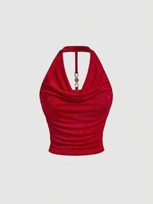SHEIN MOD 3pcs Women's Solid Color Draped Neck Fashion Camisole Classy Tops 3 Pack Tops Elegant Tops Cowl Neck Top Halter Tops For Women - Multicolor - View 8