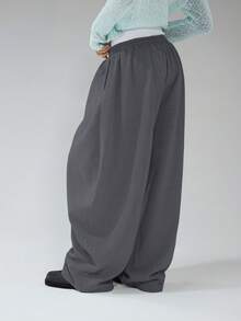 COUREZ Low Rise Baggy Balloon Joggers /Y2K Winter Clothes For Women Wide Leg Pants Woman Sweatpants For Woman Summer Outfits For Women - Dark Grey - View 3