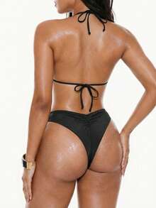 Swim Basics Women's Ruched Butt Lifting Sexy Bikini Bottom, Slimming Beach Vacation Outfit - Black - View 7