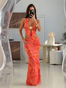 Aloruh 女士印花简约日常穿搭吊带连衣裙 - 彩色 - 查看 2