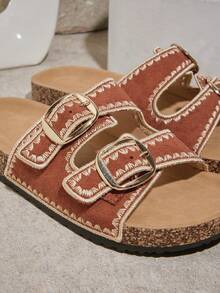 SHUZIA Giày Sandal Đế Bằng Cho Nữ Thích Hợp Để Mặc Hàng Ngày Giày Mùa Hè Giày Mùa Xuân Giày Nghỉ Xuân Giày Nghỉ Lễ Phục Sinh Giày Thường Giày Đi Biển Quà Tặng Ngày Của Mẹ - màu nâu - Xem 5