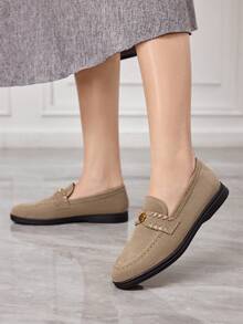 Sleekvia Mocasines planos versátiles y casuales con decoración de flecos para ir y venir - Albaricoque - Ver 5