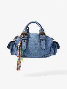 Viva Strut 1 Piece Fringed Beaded Braided Rope Cute Little Flower Bag Keychain Pendant Braided Rope Pendant Bag Accessories DIY Pendant - mix - View 6