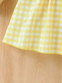 Souflis Souflis 女童可爱格纹背心裙，带贴花装饰 - 黃色 - 查看 3