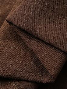 DAZY 女士优雅褶裥休闲裤，适合通勤，春季款 - 咖啡棕 - 查看 4