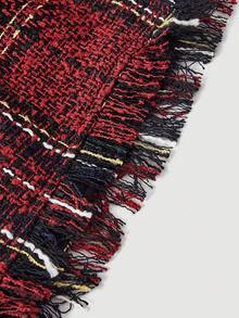 SHEIN MOD 大码女式红黑格子吊带背心和半裙优雅套装，格子套装，粗花呢两件套，红色格子，女士格子套装，欧式套装，女士格子裙套装，贝雷帽套装，野餐套装，欧式女装，红色格子裙 - 紅色 - 查看 5