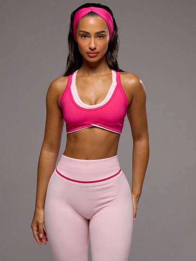 Musera Sport Double Layered Thick Strap Twist Sports Bra Sport Workout Gym Pilates Fitness Daily Girly Casual Hot Sweat
