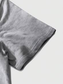 ROMWE MEN Men's Graphic Print Round Neck Casual Versatile Short Sleeve T-Shirt - Grey - View 6