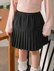 Dazy Kids Tween Girls' Casual Pleated Mini Skirt, Daily Wear & School Style, Summer - Grey - View 2