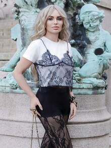 Elenary Edit Summer White Lace Spliced Round Neck Short Sleeve T-Shirt (2 In 1) - Multicolor - View 1