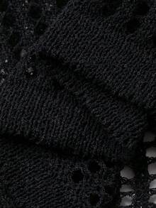 DAZY Women's Korean Style Summer Casual Mesh Knit Vacation Blouse - Black - View 5