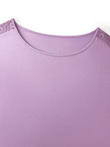 LUVLETTE Conjunto de pijama de verano de Halloween para mujer talla grande, 100% algodón puro suave, rosa, conjunto de ropa de estar en casa para mujer, lencería nupcial, conjunto de pijama a juego - Morado - Ver 9