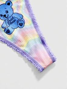 ROMWE Kawaii 3pcs Set Cute Lace Trim Thong Panties - Multicolor - View 4