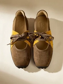 CUCCOO EASI Women's Lace-Up Design Casual Comfortable Sneakers For Daily Wear - Brown - View 5