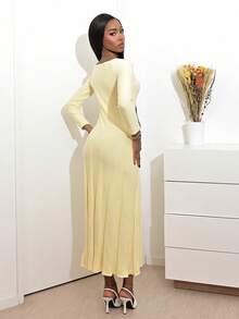 Mima John SCOOP NECK BIAS CUT SWEATER DRESS - Yellow - View 4