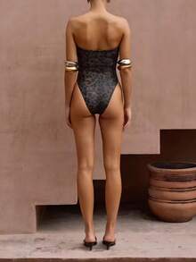 Swim Chiccia Women's Leopard Print Sexy Spaghetti Strap One Piece Swimsuit For Beach Vacation - Multicolor - View 2