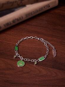 HARRY POTTER X SHEIN Academy Bracelet, Silver Minimalist For Men And Women - Green - View 1