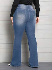 EMERY ROSE Plus Size Elegant Slimming Flare Leg Jeans - Medium Wash - View 2