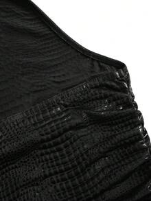 Sweetra Áo croptop không tay, hở lưng, cổ yếm, xếp ly, kiểu dáng châu Âu & Mỹ, phù hợp cho dạo phố, phong cách Y2K, hẹn hò, dự tiệc, đa năng. - màu đen - Xem 3