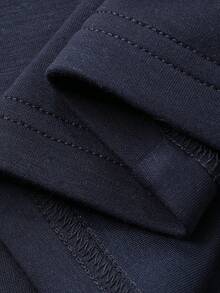 DAZY Women's Navy Blue Hooded Sweatshirt Casual Sleeveless Waist Cinched Midi Dress - Blue - View 5