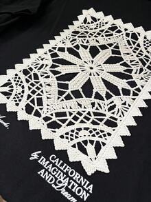 Manfinity Dauomo 休闲时尚男士落肩短袖圆领T恤，夏季 - 黑色 - 查看 5