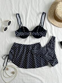 Swim Mod 新款性感黑色波点女士度假套装 - 黑色 - 查看 3