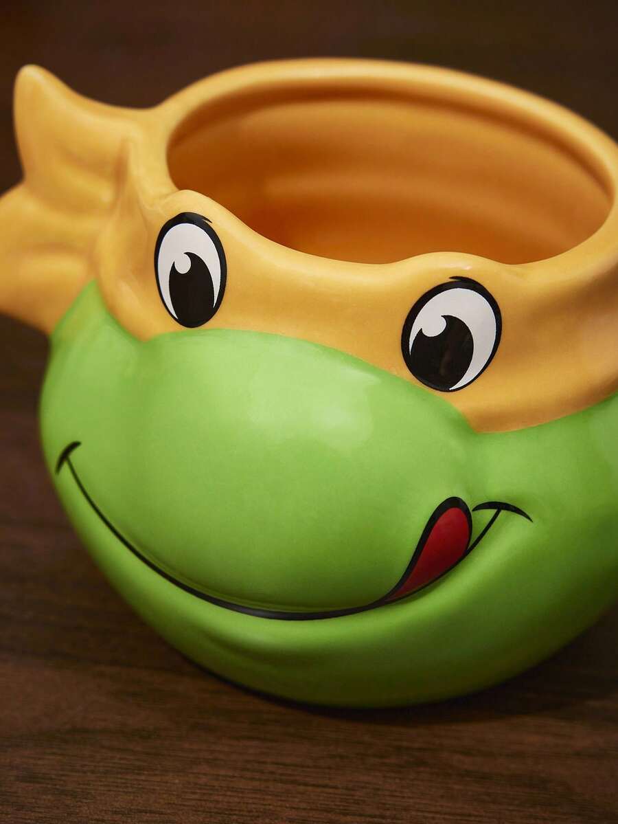 TEENAGE MUTANT NINJA TURTLES | SHEIN 1pc Cute Cartoon Turtle Shaped Ceramic Mug, Heat Resistant & Dishwasher Friendly, For Milk, Juice, Coffee, Tea - Orange - View 1