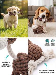 PETSIN 1pc Plush Donkey Shaped Dog Toy With Squeaker, Chew Resistant - Multicolor - View 3