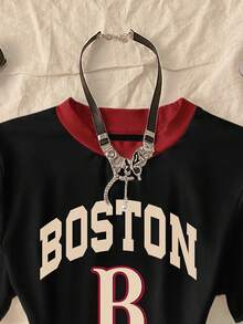 Noixe 女士休闲字母数字印花圆领短袖T恤，夏季 - 白色 - 查看 3