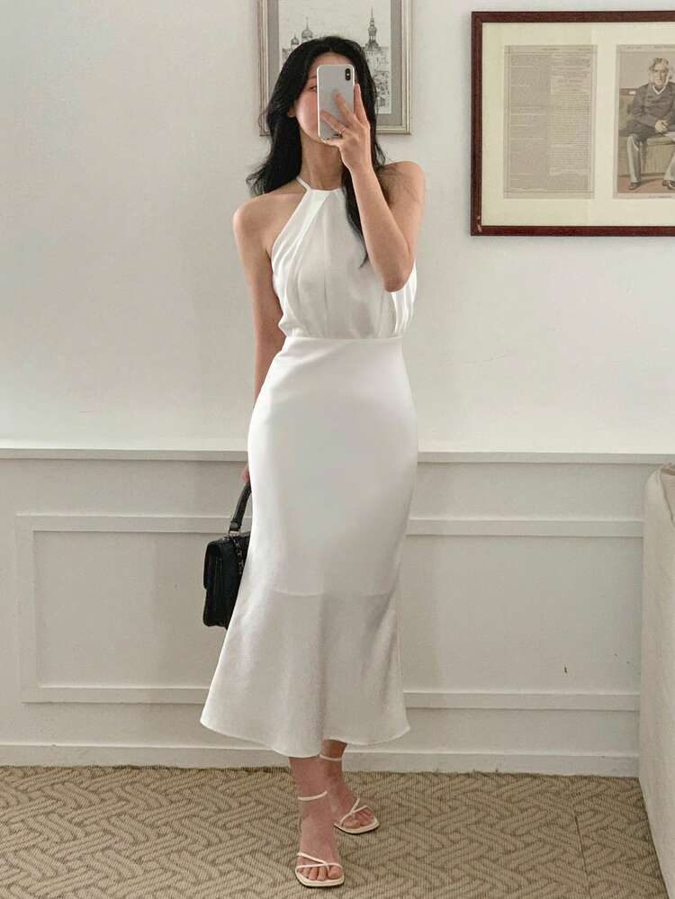 Women's Sleeveless Bodycon Midi Dress, Elegant Sundress