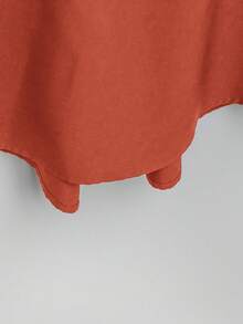 SHEIN Tall CURVE 大码女式法式休闲V领短袖夏季连衣裙 - 橘色 - 查看 4
