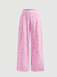 Conjunto de blusa sin mangas de cuello redondo y pantalones elegante y minimalista para niña preadolescente - Rosa - Ver 5