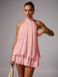 Avenya 女士优雅波点印花迷你连衣裙，夏季 - 彩色 - 查看 3