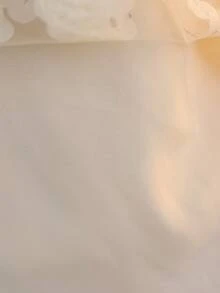 SHEIN LMoss Kids 优雅提花串珠无袖连衣裙，杏色，适合年轻女孩 - 杏色 - 查看 7