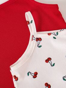 SHEIN Playful Pals 女婴舒适百搭甜美可爱吊带短裤套装，多件套夏季服装 - 彩色 - 查看 7