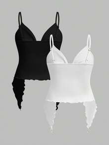 Modmama 2 peças Conjunto Halterneck Maternidade Cor Sólida com Design Torcido e Barra Aberta - Preto e Branco - Visão 2